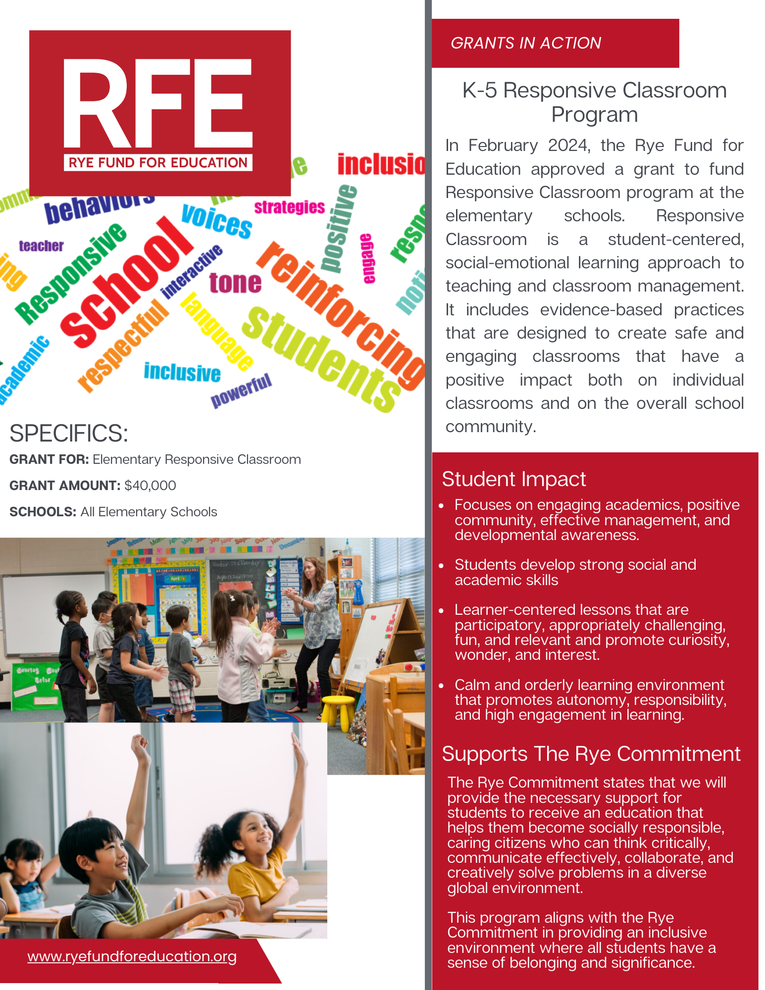 K-5 Responsive Classroom Program- $40,000 (February 2024) - Rye Fund ...